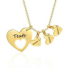 Custom Best-Selling 304 Stainless Steel Heart-Shaped Laser Engraved Necklace, DIY Multi-Name Heart Pendant, Unisex Chain Jewelry Gift - Multicolor 2 - View 3