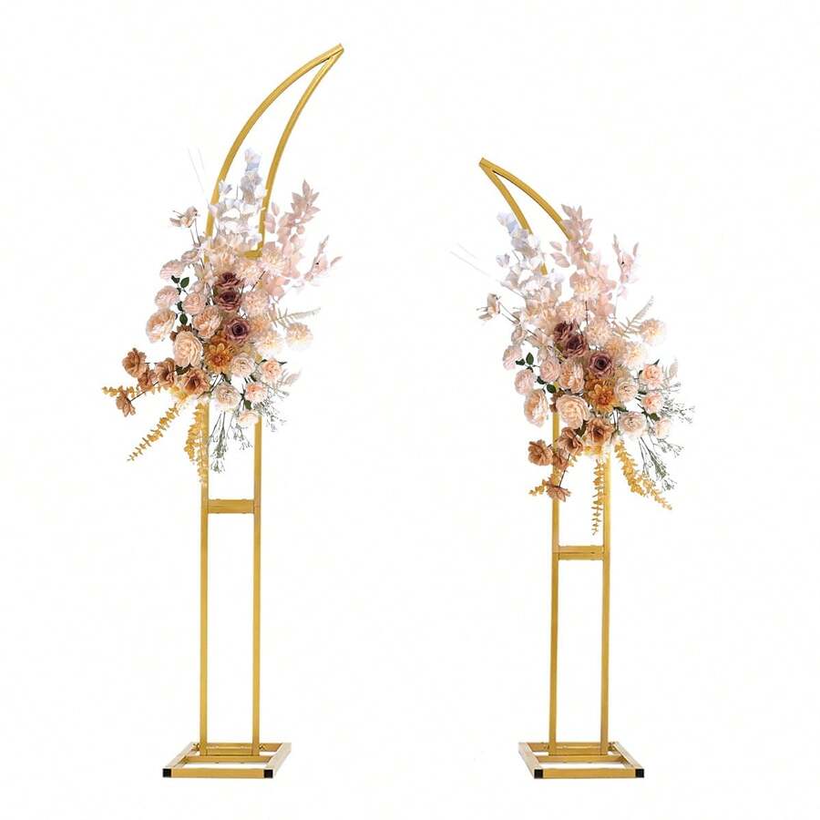 Metal Arch Backdrop Stand,Set Of 2 Gold Half Flower Arch Stand For Wedding Ceremony Birthday Anniversary Floral Balloon Arch Stand Background Decoration (7.5FT & 6.2FT) - Vàng (1 bộ) - Xem 1