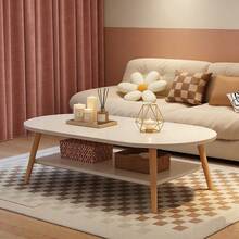 Double-Layer Coffee Table, Sofa Tea Table, Outdoor Leisure Side Table, Solid Wood Legs, Low Table, Modern Minimalist Small Table, Suitable For Small Apartments And Living Rooms - White - View 4