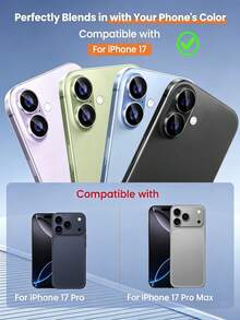 3入組紫色金屬環 AR+AF 高畫質透明 9H 硬度防刮鋼化玻璃相機鏡頭保護貼，相容手機殼，安裝簡單，適用於 iPhone 17 6.3in 17 Pro Max 17 Pro 17 Air 16 Pro Max 16 16 Plus 16 Pro 15 Pro Max 15 15 Pro 15 Plus 14 Pro Max 14 13 12 11 - 淡紫色 - 查看 7