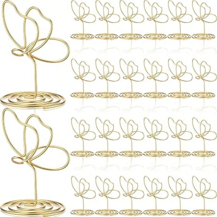 20/10pcs Butterfly Table Number Holders, Place Card Holders For Table Butterfly Photo Holder Decoration For Wedding Reception, Cafe, Centerpieces, Party, Restaurant, Birthday - View 1