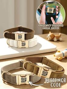 1 pieza Collar personalizado con código QR para mascotas en marrón y crema, con grabado de nombre personalizado y un código QR de contacto para protección de la privacidad, capaz de rastrear y localizar a la mascota. Multifuncional, adecuado como regalo para amantes de los perros y dueños de mascotas - Multicolor - Ver 13