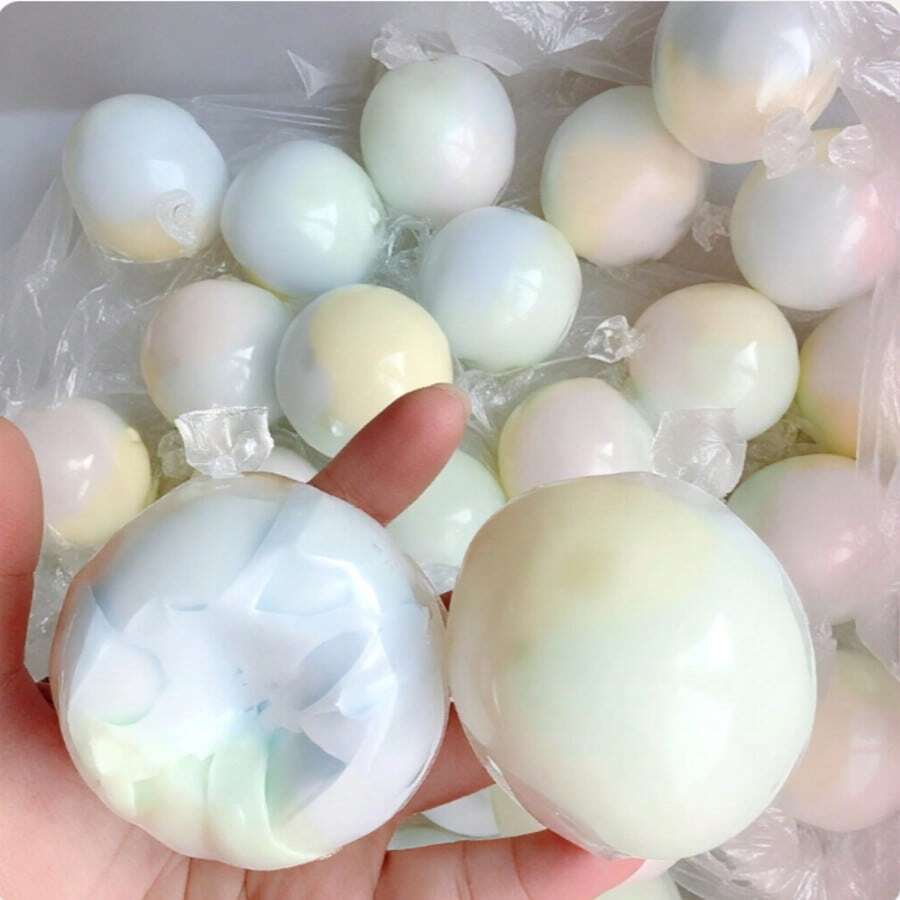 Handmade Crispy Shell Soft Ball Slow Rebound Sensory Squeeze Toy, Waxy Touch Stress Ball, Soft Clay Filled Aesthetic Desktop Decompression Toy With Decompression Sound - Multicolor - View 1