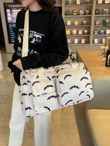 1個新款大容量旅行袋，短途旅行行李袋，健身袋，運動休閒女包，產後住院袋，度假袋，防水休閒袋，可登機且附鞋子隔層 - 米色 - 查看 5