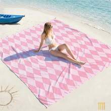 1pc Extra Large Sand-Proof Quick-Dry Beach Towel Mat, Suitable For 1-3 Adults - Lightweight, Durable Polyester Fabric - Perfect For Travel, Camping, Hiking And Leisure Beach Time, Beach Mat, Picnic Mat, Camping Ground Cover - Multicolor - View 1