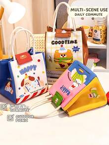 Cartoon Student Breakfast Bag, Thermal Bag, Portable Bento Bag, Office Worker Thermal Insulation And Cold Lunch Box Bag, Thickened Portable Bento Bag - Multicolor - View 7