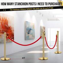 Techigher Gold Stanchion Post Queue Barrier, Red Carpet Ropes And Poles Set With  Ropes, Stainless Steel Crowd Control Barrier For Wedding, Hotel, Cinema, Exhibition - Multicolor - View 6