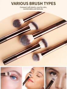 13 Pcs Makeup Brush Set, Dense Bristles, Aluminum Alloy Handle, Suitable For All Skin Types - Chocolate Brown - View 4
