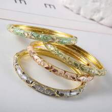 Flower Open Cuff Bracelet, Enamel Bohemian Bangle, Suitable As A Gift For Women - Bracelet - View 2