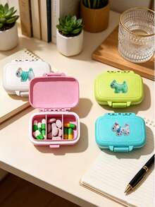 Cute Puppy Portable Pill Box, Travel Medicine Storage Box, Portable Pill Storage Compartments, Mini Storage Box, Portable Jewelry And Pill Box, Travel Pill Box, Large Compartments, Weekly Pill Organizer, Suitable For Daily Medications, Essential For Doctors And Nurses, Emergency Needs, Travel, Hiking Emergency Rescue, Daily Use And Gift-Giving, Back To School Essential - Multicolor - View 9