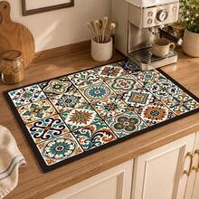 1pc Grid Pattern Diatomaceous Earth Drying Mat, Non-Slip Heat-Resistant Absorbent Pad, Suitable For Kitchen Countertop, Coffee Machine, Tableware, Home Cafe Bar Party Decoration Placemat Gift - Multicolor - View 8