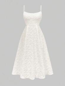 Floreya Vestido Midi Ligero Elegante de Verano unicolor Estilo Francés de Alta Gama Elegante Vestido Ligero Cintura Ceñida Ajuste Delgado Tirantes Fi - Negro - Ver 7