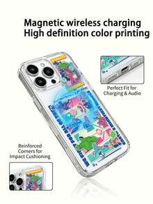 Miniso 1pc New Transparent Acrylic 2-In-1 Magnetic Wireless Charging Cartoon Creative Raised Camera Pattern Unique Thick Anti-Fall Protective Case Compatible With Apple Series IPhone 17 ProMax/Air, 16, 11/12/13/14 Plus/XR/7/8 Plus/15 ProMax - Clear - View 2