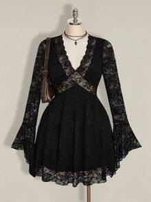 Women Midi Dresses - Black - View 9