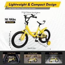 16in Yellow Bicycle, Training Bike With Adjustable Seat&Dual Brake, 132LBS Load For Outdoor Cycling - Yellow - View 9