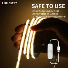 LQHZMYY Strip Lampu LED COB Fleksibel 0,3 Meter hingga 5 Meter dengan Saklar Tombol Fisik dan Perekat Belakang, Pelat Belakang Perekat Mandiri untuk Pemasangan Mudah, Dapat Dipotong Sesuai Panjang yang Diinginkan, Cocok untuk Cermin, Latar Belakang TV, Dekorasi Bingkai Foto, Lemari, Dekorasi Rumah, Pencahayaan DIY, dan Dekorasi Kantor - cahaya netral - View 3