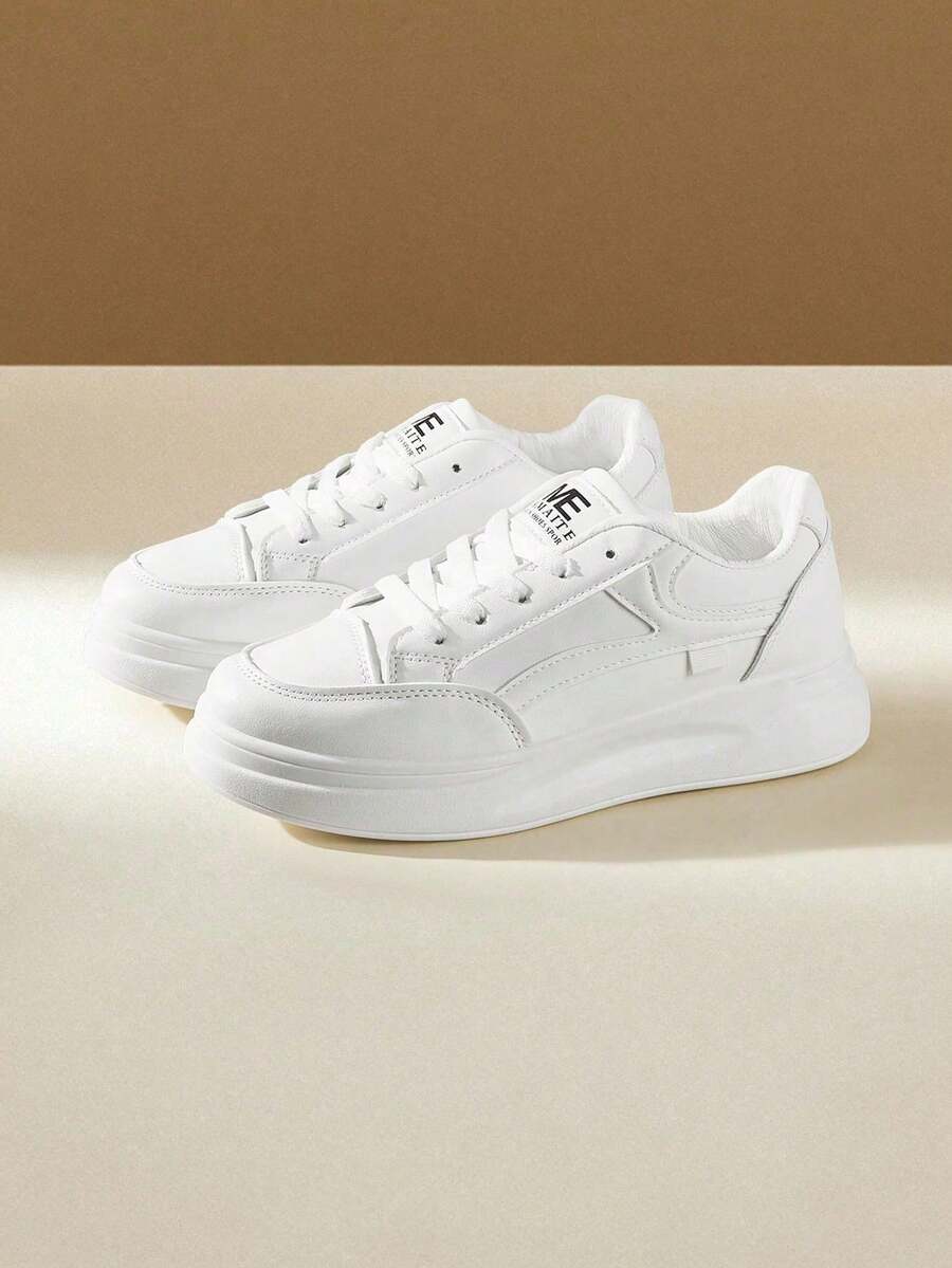 1 Paar Damen Mode Lässig Sport Weiß Sneaker 2026 Frühling Neu Vielseitig Nische Studenten Outdoor Leicht Skate Schuhe Paar Stil Alltagstrage Dicke Sohle Fleckenresistent Damen Schuhe - Weiss - Übersicht 1