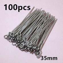 100pcs 20-70mm Length Stainless Steel Ball Head Pins/Eye Head Pins/Flat Head Pins DIY Jewelry Making Accessories Findings - Steel - View 36