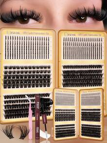 ISEEN 560pcs False Eyelashes Set, DIY Eyelash Tool Kit, Cluster Eyelash Extension Set, Individual D Curl Eyelash Set, Includes Eyelash Glue And Sealer, Eyelash Tweezers For Personal Use - Black - View 2