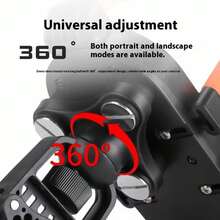 1 buah Dudukan Ponsel Motor Hitam, Dudukan Ponsel Anti Guncangan dan Peredam Guncangan, Braket Stang yang Dapat Diatur 360°, Pegangan Aman untuk Berkendara dan Navigasi Motor, Kompatibel dengan iPhone, Android, dan Semua Smartphone - Hitam - View 8