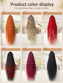 38 Inch Extra Long Straight Heat-Resistant Synthetic Ponytail Hair Extension, Deep Brown Gold Light Brown Gradient Burgundy Black, Suitable For Women's Party And Daily Use Claw Ponytail Hair Accessory - 黑棕色 - 查看 9