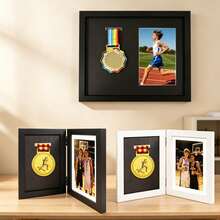 1pc 4x6 Inch/8x10 Inch Medal Display Box Folding Photo Frame, Suitable For Running, Football And Rugby, Ideal Gift For Sports Enthusiasts, Vibrant Display Box Folding Photo Frame, Sports Awards (Medal Not Included, Photo Paper Not Included) - 1PC - View 1