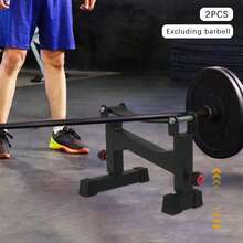 2 Profi Langhantelständer, Deadlift Schlingenständer, Langhantel-Pufferrahmen, stabil belastbar bis 300kg, höhenverstellbar für Zuhause Fitnessstudios - Schwarz - Übersicht 1