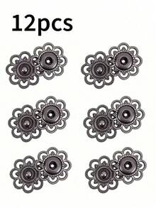 2/12pcs Vintage Gold Hollow Flower Metal Snap Buttons, Durable Smooth Edge Easy To Sew Press Studs, Suitable For Jackets, Coats, Shirts, Sweaters DIY Clothing, Gift For Tailors And Craft Enthusiasts - Multicolor - View 12
