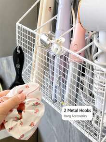 Wall-Mounted Hair Tool Storage Basket, No-Drill Bathroom Organizer Rack, Suitable For Hair Dryer And Curling Iron - Multicolor - View 11