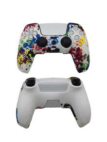 適用於 PlayStation 5，1 組（2 件保護套），水轉印設計，防滑、防刮、防汗，增強握感，實用遊戲配件 - 1 set (保護套2PCS) - 查看 2