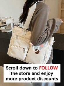 Solid Color Fashionable Versatile Simple Portable Adjustable Shoulder Strap Crossbody Bag Suitable For Going Out Dating Shopping Daily Commuting. - White - View 4