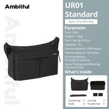 Ambitful UR01 尼龍肩背包,9L 可拆卸內襯斜跨胸包,附 DIY 分隔層,防水相機包,適合攝影師、日常通勤與戶外旅行 - 查看 16