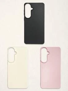 3pcs Solid Color Faux Leather Texture Waterproof Anti-Slip Anti-Fall Phone Cases, Matte Soft TPU Shockproof Protective Covers, Minimalist Aesthetic Dopamine Black / Pink / Cream White Phone Cases, Daily Use & Birthday / Valentine's Day / Mother's Day / Anniversary Gift Choice, Compatible With Iphone Case& Galaxy Case - Multicolor - View 26
