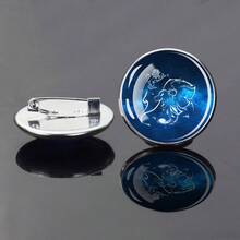 1件裝藍色12星座圖案圓形玻璃胸針，時尚精緻玻璃貼片星座胸針 - style - 查看 18