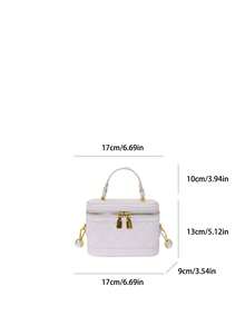 Tas Tangan Persegi Fashion Wanita, Tas Ponsel Selempang Elegan, Putih - Putih - View 12