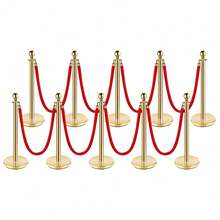 Techigher Gold Stanchion Post Queue Barrier, Red Carpet Ropes And Poles Set With  Ropes, Stainless Steel Crowd Control Barrier For Wedding, Hotel, Cinema, Exhibition - Multicolor - View 1