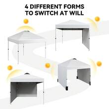 10x10ft Pop Up Canopy Tent With 2 Sidewalls, Waterproof Outdoor Shelter With Vented Roof, Carry Bag & Sandbags - A - View 4