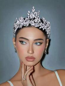 1 pieza Diadema elegante de strass hecha a mano Accesorio para el cabello de novia y dama de honor Adecuado para fiesta celebración regalo de cumpleaños - Plateado - Ver 5