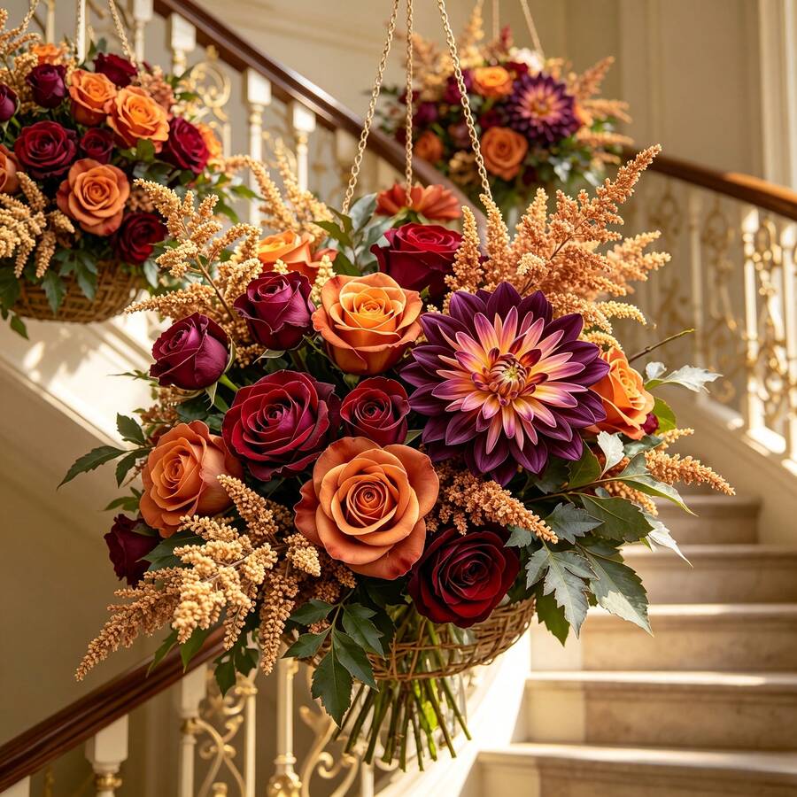 3pcs Autumn Mixed Artificial Flowers, Orange Red Peony Rose Dahlia Lavender Faux Bouquet For Home Cafe Wedding Photography Spring Decor