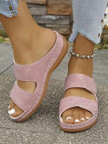 Women's Platform High-Heeled Flip-Flops In A Fashionable New Style With A Fish Tail Design, In Pink Color, Suitable For Fashion Vacations And Versatil - Pink - View 4