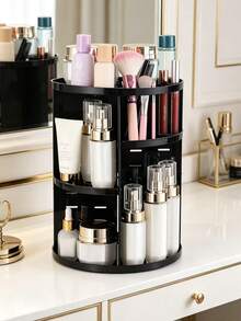 360° Rotating Desktop Organizer Acrylic Storage Box Vanity Lipstick Skincare Organizer Cosmetic Display Rack - White - View 11