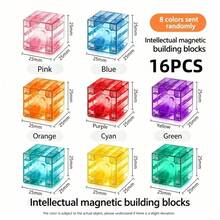 Bloques de construcción magnéticos grandes, cubos magnéticos apilables de 0.98 pulgadas, adecuados para niños, juguetes educativos sensoriales y Montessori, bloques magnéticos grandes, cubos magnéticos apilables de 0.98 pulgadas, adecuados para niños, juguetes sensoriales y Montessori, adecuados para niños y niñas de 3 años (color aleatorio) - Multicolor - Ver 9