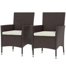 Outsunny 2 PCS Rattan Wicker Dining Chairs With Cushions And Anti-Slip Foot, Patio Stackable Chairs Set For Backyard, Garden, Lawn, Dark Coffee-XY939620 - 01-0594 - View 1