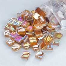 200pcs 0.39inch Iridescent Crystal Glass Mosaic Tiles, DIY Craft Supplies For Art Projects, Home Decor Crafting Accessories - Multicolor - View 5