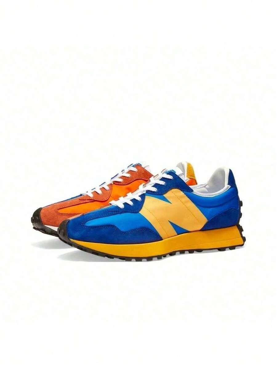 New Balance NB 327 Lightweight Versatile Leather Low-Top Casual Urban Commuter Running Shoes Unisex Blue Orange - Blue - View 1