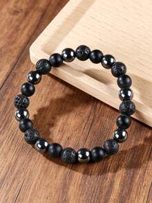 Dreifach-Schutz Perlenarmband, Hämatit, Obsidian, Schwarze Lava, Selbstvertrauen, Stabilität, Negatives Loslassen, Mode Schmuck für Frauen und Männer für den täglichen Gebrauch - Schwarz - Übersicht 2