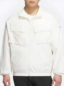 Chaqueta informal de manga larga con cuello alto y logo de Adidas para hombre, color blanco. - Blanco - Ver 1