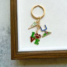 Football Helmet & LOVE Alloy Enamel Keychain, Rugby Fan Merchandise Gift, Drop Oil Sports Bag Charm - Style #1 - View 9