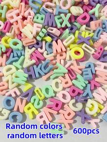 200-600顆混色大字母珠 - 多色塑膠字母 A-Z，適用於珠寶製作、手鍊、項鍊、鑰匙圈、鞋帶及手工藝品 - 彩色 - 查看 10