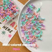 30pcs Gold Push Pins + Storage Box, Transparent Push Pins, Macaron Color Push Pins, Colorful Push Pins, Standard Plastic Gold Large Head Pins, Soft Board Hanging Notice Board Decoration Pins, Office Supplies Back To School Season (One Size Is Gold) - Sets - View 12